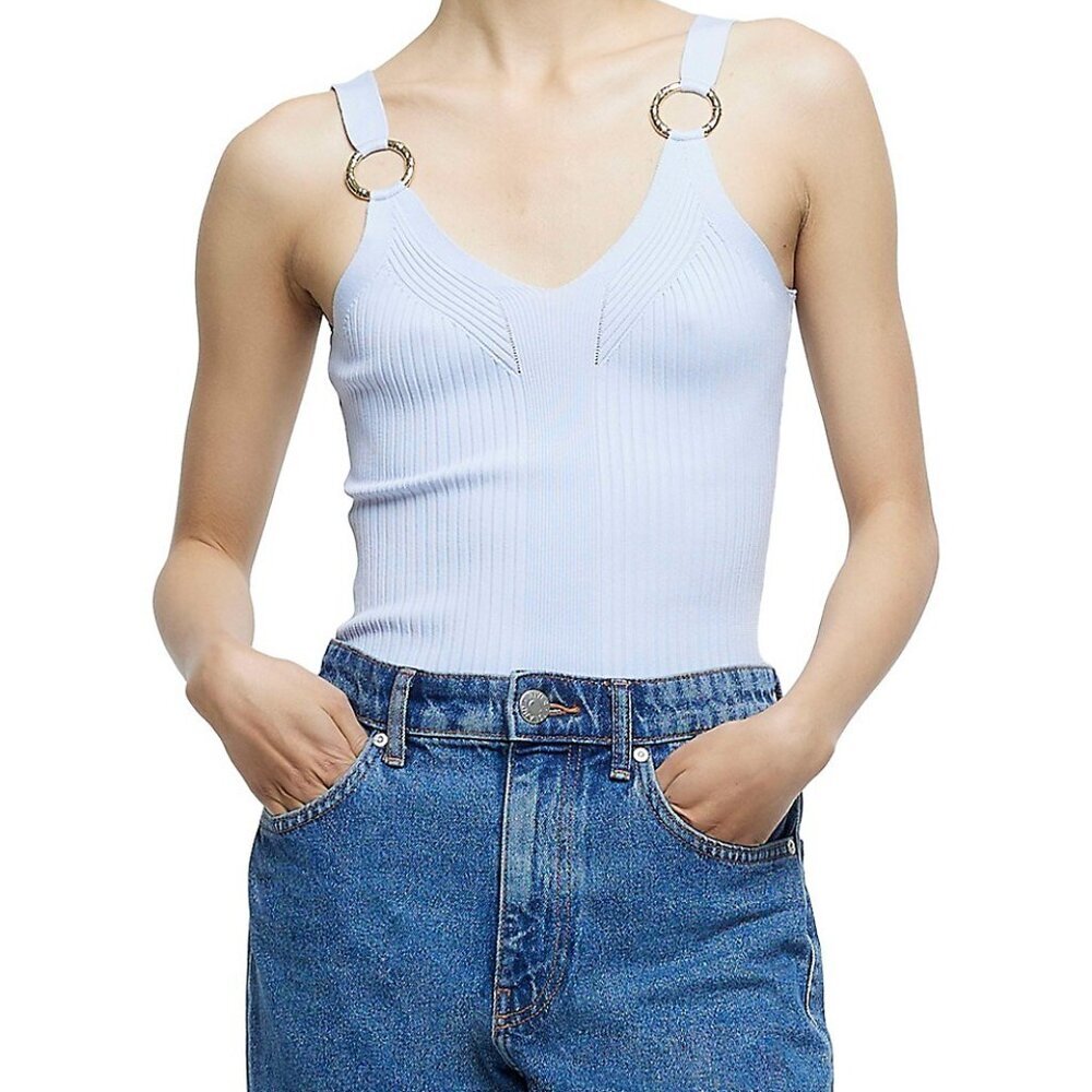 River Island Womens 8 Hardware-Trim Directional-Rib Tank Top